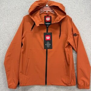 686 Unix Jacket Mens XS Terracotta Orange Hooded Full Zip Windbreaker KCR915 NEW